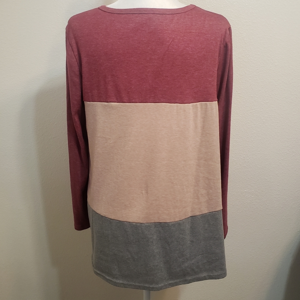 Nwot Color Block Twist Knot Pullover Knit Top, M - image 4